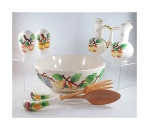 Vintage 7-teiliges Made in Japan Keramik Salat Set mit Obstdekoration - Bild 1 von 10