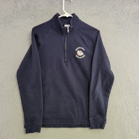 Gonzaga Bulldogs Sweater Womens S Small Dark Blue Pullover Sweatshirt 1/4 Zip Cover