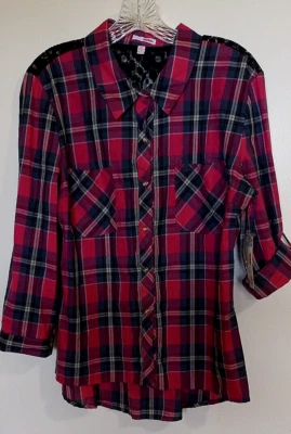 Camisa Bongo 100% Rayón Multicolor Cuadros L/S Botón Delantero Talla XL Foto 1 de 4