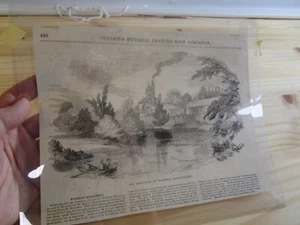 Antique 1854 Waltham MA engraving print Bleachery plant - Picture 1 of 6