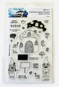 NUEVO Simon Hurley Crea Estampillas "GNOME PARTY" Solo Setas, Caracol - Imagen 1 de 2