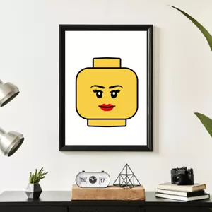 ~* Testa Lego stampa da parete funky fine art *~ P&P gratuita - Foto 1 di 2