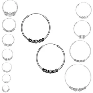 1 Paar 925 sterling silber Creolen Creole Ohrringe Bali-Style Vintage Punk Ethno - Picture 1 of 13