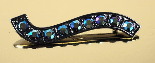 SAINT LAURENT (YSL) YSL Yves Saint Laurent Spilla spilla barra strass nera placcata in rodio AB 3 pollici