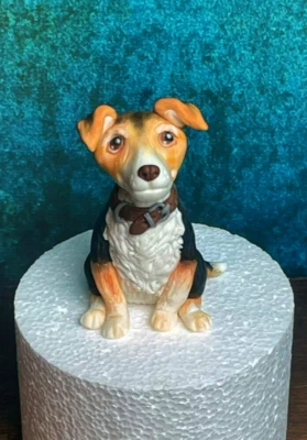 HANDMADE BY MAGIC CAKE 4 U Personalised siting DOG handmade fondant figurine birthday party cake topper
