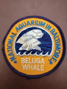 Vintage National Aquarium Baltimore Maryland Jacket Patch Badge Beluga Whale - Picture 1 of 2