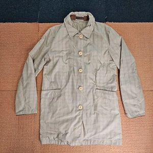 Stains* Massimo Dutti Mens Reversible Button Trench Coat Medium Beige Plaid g6b - Picture 1 of 13
