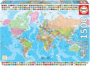 New Educa Jigsaw Puzzle 1500 Pieces 14+ Ages 18500 Political World Map - Picture 1 of 2