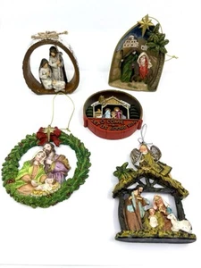 Nativity Scene Christmas Hanging Ornament Lot Mary Joseph Baby Jesus - Picture 1 of 8