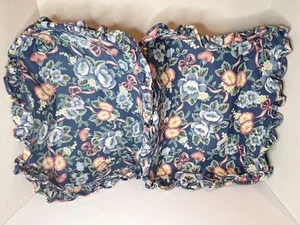 Longaberger Hostess Serving Tray Basket Liner Blue Cottage Garden Set Of 2 - Picture 1 of 5