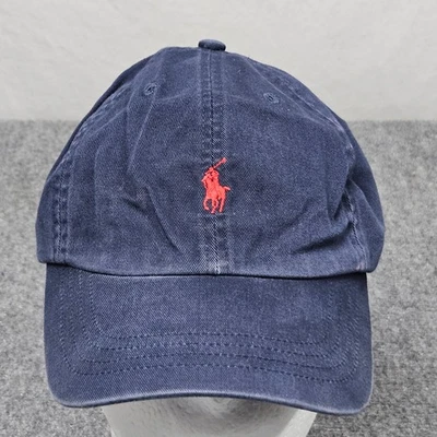Polo Ralph Lauren Hat Navy Red Pony Dad Cap Cotton Adjustable Vintage Taiwan - Image 1 of 4