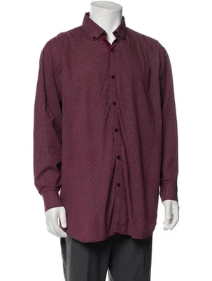 Versace Camicia Uomo Pois Manica Lunga Bottoni Rosso XL Italia Cotone Elasticizzato - Immagine 1 di 4