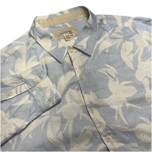 Carbon 2 Cobalt Shirt Men's XXL Long Sleeve Linen Floral Print Blue Button Up - Picture 1 of 9