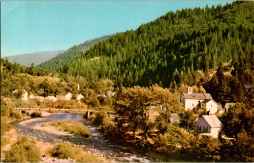Downieville CA postcard DOWNIEVILLE ON U.S. HIGHWAY 49 FAMOUS AREA o/17 ...