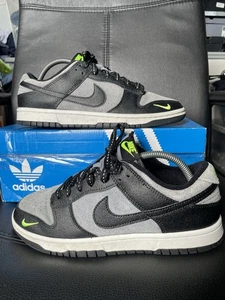 Nike Dunk Low Black Grey Volt Green Trainers Mens Size UK 7.5 FQ2205-001 - Picture 1 of 7