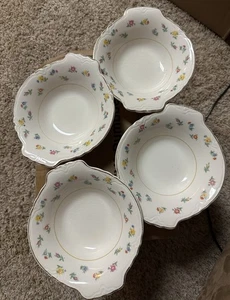 Set Of 4 Vintage W.S. George Radisson Soup Or Salad Handled Bowls Flower Design - Picture 1 of 11
