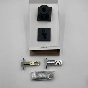 Schlage FB55N G BWE 622 COL Deadbolt Keyed Knob Set, Bowery/Collins, Matte Black - Picture 1 of 3