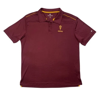 Arizona State Sun Devils Polo Shirt Mens 2XL XXL Maroon Gold Golf Colosseum ASU - Image 1 of 4