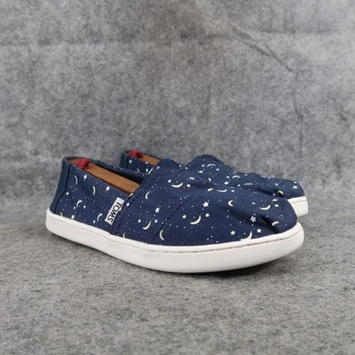Туфли детские Toms 4 без шнуровки на плоской подошве звезды луна альпаргаты повседневные синие мокасины комфорт - Изображение 1 из 4