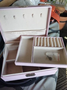  Joyero Organizador Estuche de Almacenamiento Rosa Suave Mujer Niña Con Llave - Imagen 1 de 8