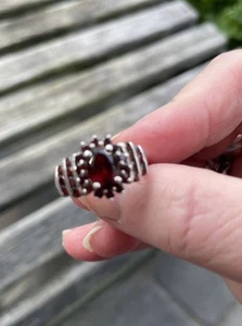 Deep Color Mozambique Garnet Silver Ring Size 7 Beautiful Design - Picture 1 of 4