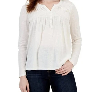 Style & Co Neu Strickshirt Größe L Henley gesmokt Baumwollmischung - Bild 1 von 13