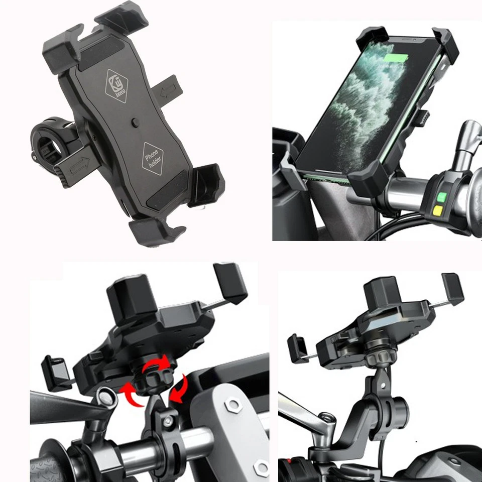 15W Phone Holder Wireless Charger USB Charging Mount for Motorbike Handlebar US - Image 1 of 4