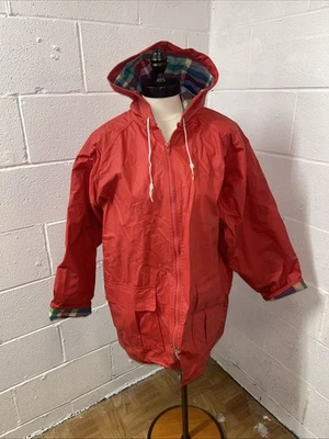 MISTY HARBOR Rain Coat Womens L Red Flannel Line Any Weather Slicker Trench B2 - Image 1 of 4
