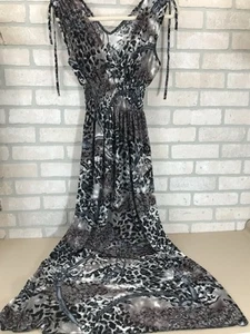 FC Chameleon Sleeveless Sundress Smocked Dress Womens XL Leopard Equestrian Maxi - Picture 1 of 11