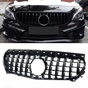 GT R Style Front Grille For Mercedes Benz W117 CLA-CLASS 2013-2016 Chrome/Black - Picture 1 of 13