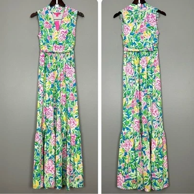 Maxi Vestido Lilly Pulitzer Pearce Para Mujer Talla XS Grove Garden Colorido Floral Foto 1 de 4