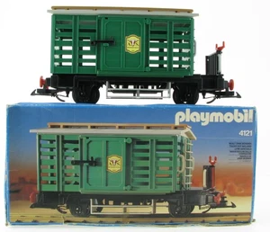 PLAYMOBIL 4121 vagón de ganado en embalaje original vagón para Steaming Mary Western locomotora ferrocarril - Imagen 1 de 20