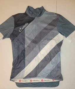 Castelli Cycling Jersey Size Med Diagonal Stripes Short Sleeve Full Zip Active  - Picture 1 of 10