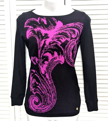 Gianni Versace Collection Womens Sweater Size 38 Viscose Black Pink Pullover - Image 1 of 4