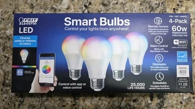 Feit Electric Smart Bulbs Control Your Lights From Anywhere! New four pack - Image 1 of 3