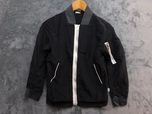 Nike Bomber Jacket Boys Medium Black Ripstop Nylon White Zip Sleeve DM8115-010 - Picture 1 of 13