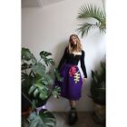 Vintage 1950s xs Bobbie Brooks 24' waist purple corduroy skirt pink chartreuse