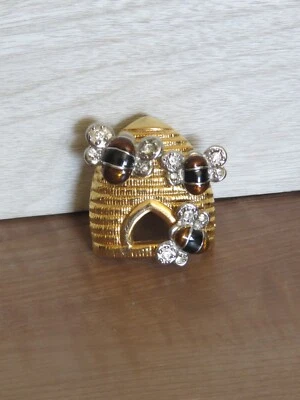 Broche prendedor colmena abejorro abejorro esmalte cristal Swarovski de colección 2" Foto 1 de 4