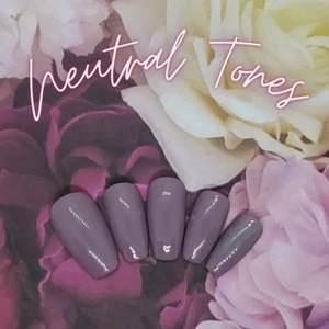 #09 Deep Purple Gray Nude Press On Nails | Handmade | Hard Gel Glue On Nails - Picture 1 of 9