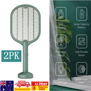 2XElectric USB Rechargeable Mosquito Racket Fly Swatter Insect Killer Bug Zapper - Picture 1 of 12