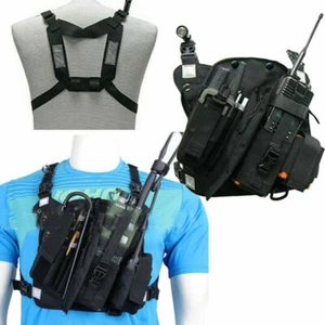 Arnés táctico radio bolsillo bolsa walkie talkie paquete frontal chaleco bolsa - Imagen 1 de 11