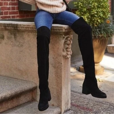 РЕДКИЙ новый в коробке Free People черная замша над колена сутулиться ботинки - Изображение 1 из 4