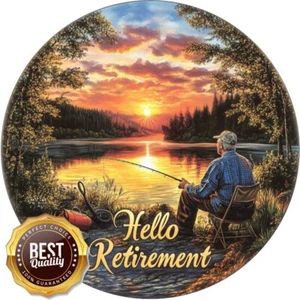 Personalisierter essbarer Tortenaufleger Ruhestand Angeln auf Glasur Blatt oder Oblate Karte - Bild 1 von 2