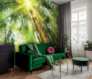 Forest giant tree green photo wallpaper 312x219cm wall mural bedroom living room - Picture 1 of 9