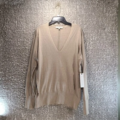 Suéter blanco+warren Latte para mujer con cuello en V, talla mediana algodón seda nailon nuevo con etiquetas Foto 1 de 4