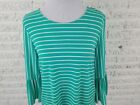 Chicos Womens Top 1 Standard Medium M Bell Sleeve Stripe Keyhole Stretchy Casual