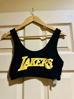 💜💛 LAKERS GIRL COSTUME TOP COUPLES COSTUME SPORTS BRA SIZE M/L 💛💜 - Image 1 of 2