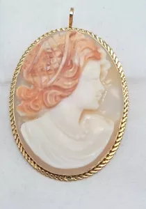Ciondolo spilla cammeo conchiglia Scognamiglio Amedeo M+M Italia 14k oro - Foto 1 di 21