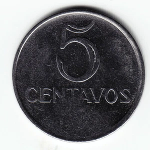 BRAZIL 5 centavos (1969) KM577.2 St.Steel TOP GRADE - RARE ERROR: "No Date" !!! - Picture 1 of 2