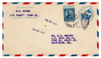 UC2 AM9 for Puerto Rico Airmail Postal Entire UPSS CV $750 Very Fine - Image 1 of 2